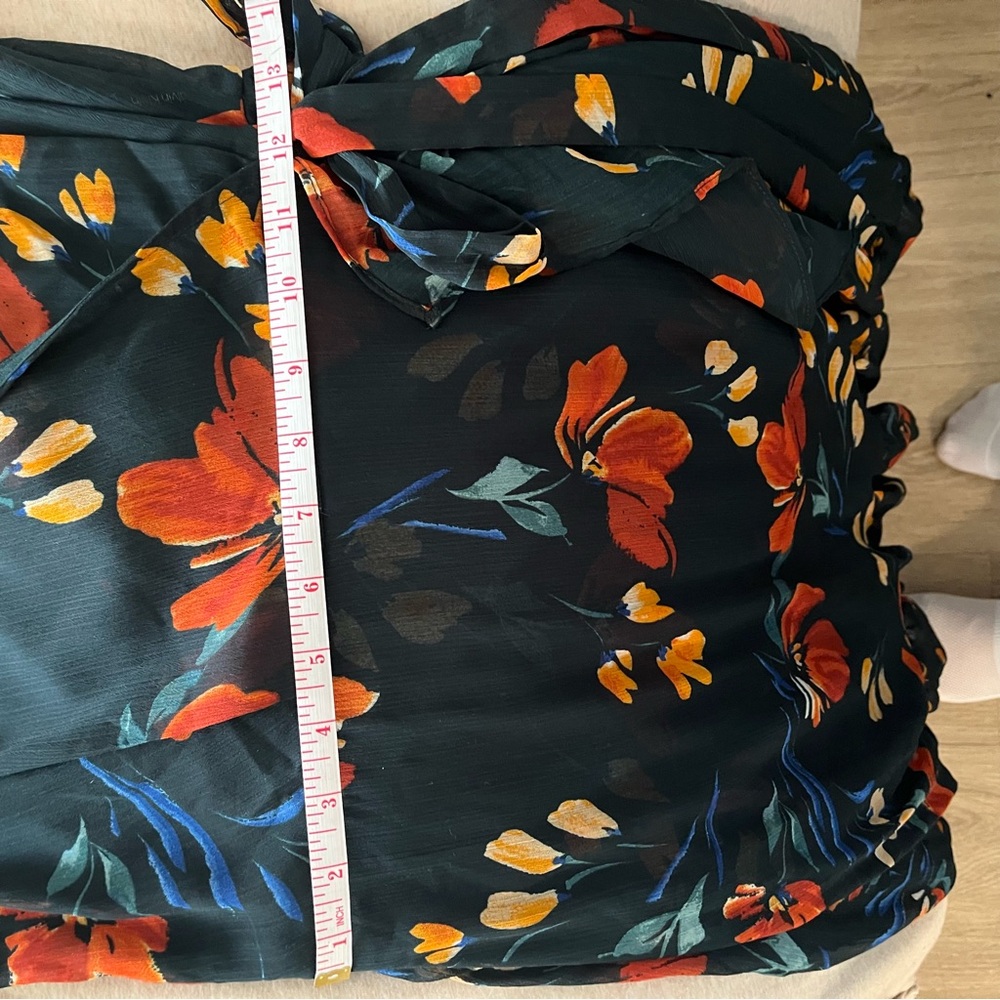 Calvin Klein Dark Green and Orange Floral Midi Dress - Picture 5 of 6